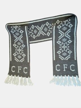 Chelsea Football Club Green Patterned Knit Scarf with Tassel Ends 4480